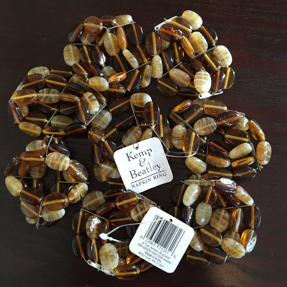 8 NWT Kemp & Beatley Amber Napkin Rings